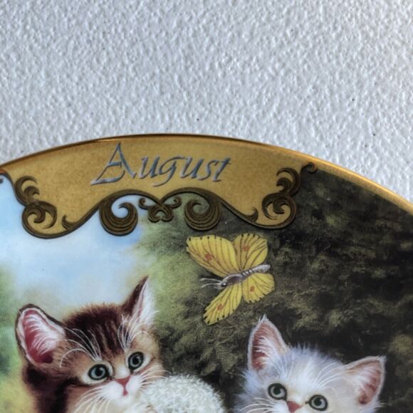 August - In The Meadow Plate Cat Kitten By Jurgen Scholz Timeless Tails 1999 - Picture 3 of 10